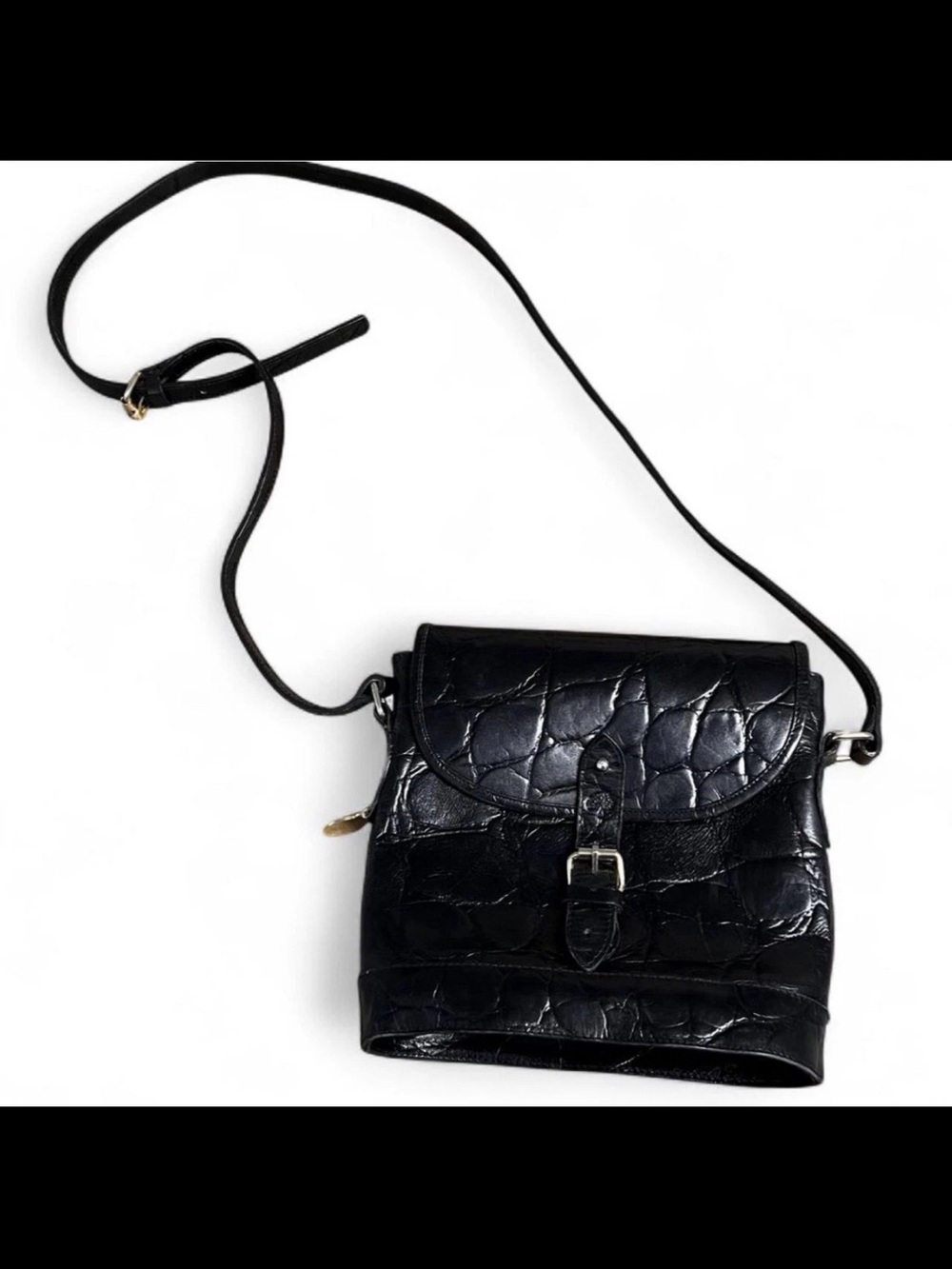 Mulberry Black Croc-Embossed Leather Crossbody Bag